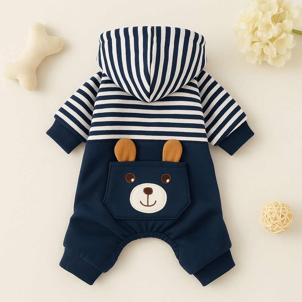 Striped Dog Hoodie Winter Outfit