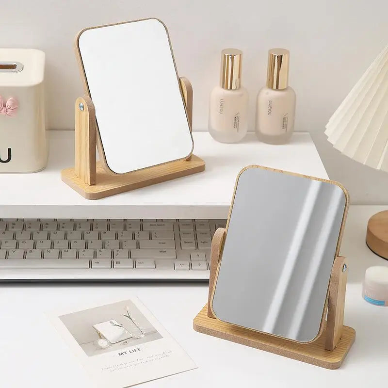 Clear Wooden Vanity Mirror Adjustable HD