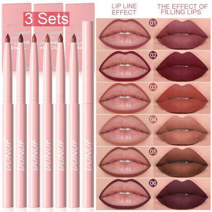 6pcs Waterproof Lip Liner Set Long Lasting