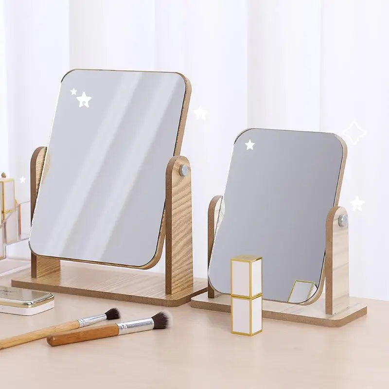 Clear Wooden Vanity Mirror Adjustable HD