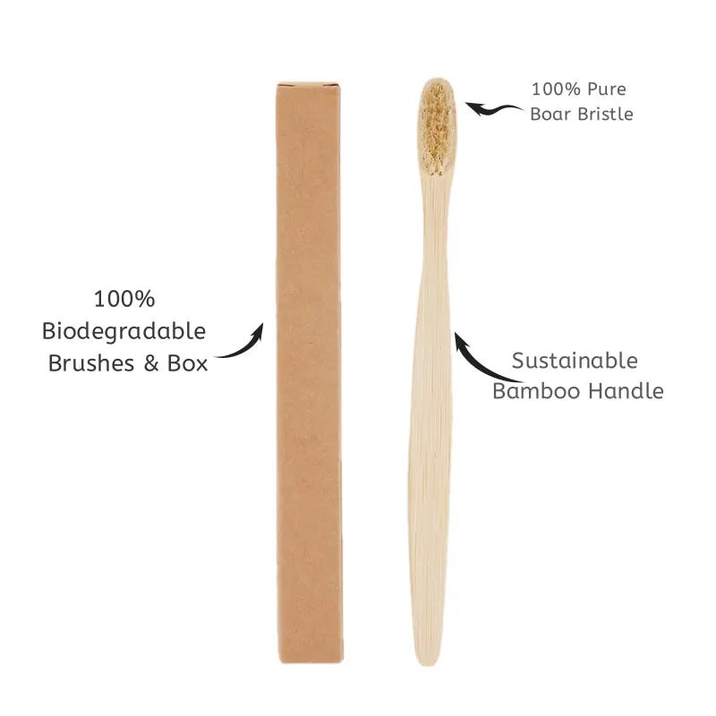 Eco Bamboo Toothbrush Set 5pcs Natural