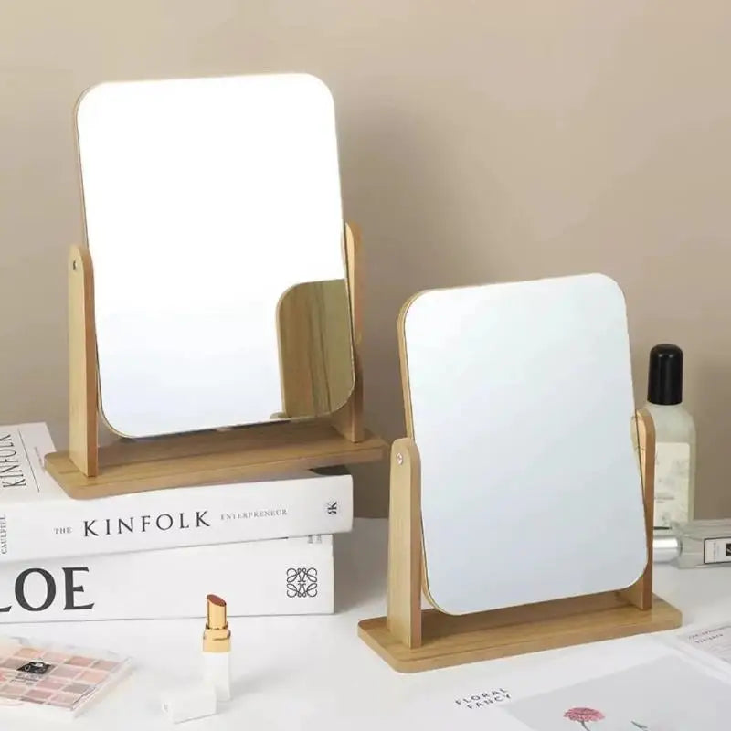 Clear Wooden Vanity Mirror Adjustable HD