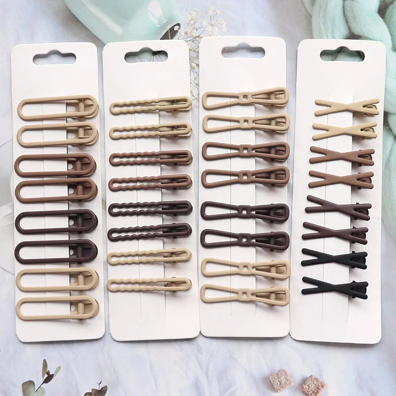 Vintage Frosted Geometry Hairpins Set 8pcs