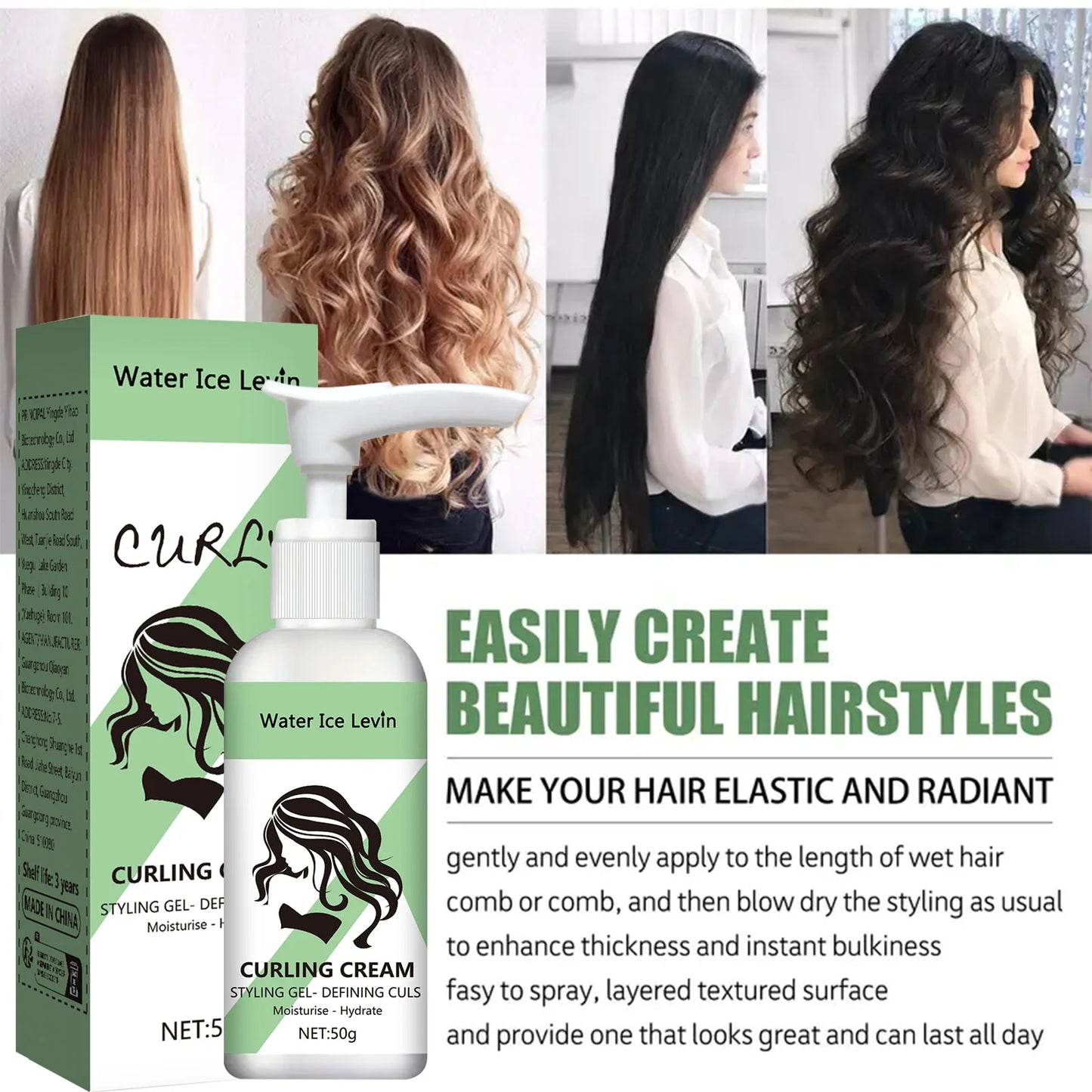 Curly Hair Styling Cream Moisture Shine Pro