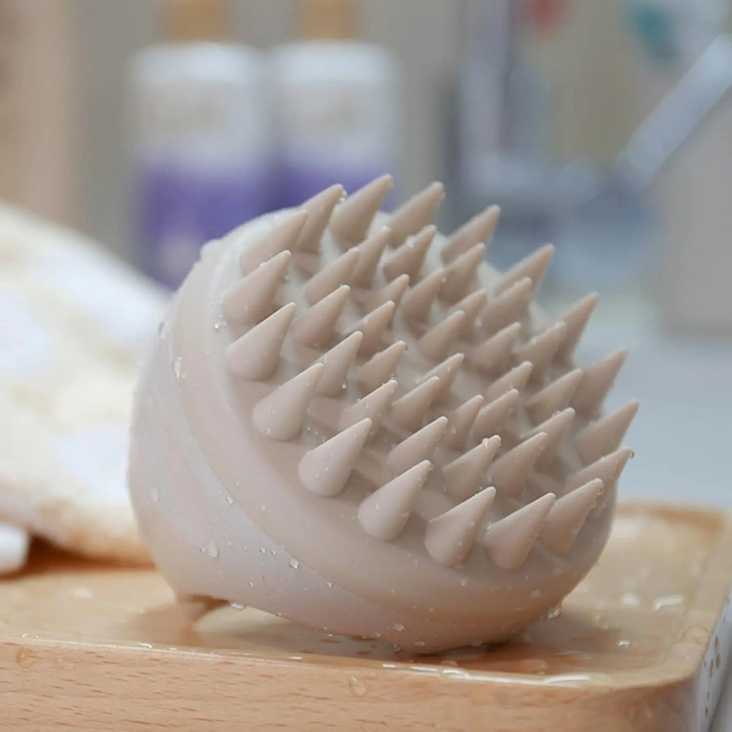 Silicone Scalp Massager Shampoo Brush Beige