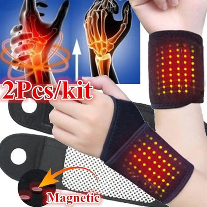 Tourmaline Self Heating Wrist Brace Pair