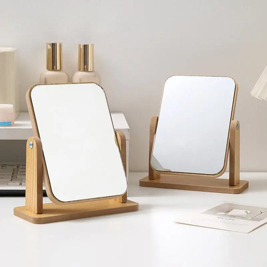 Clear Wooden Vanity Mirror Adjustable HD