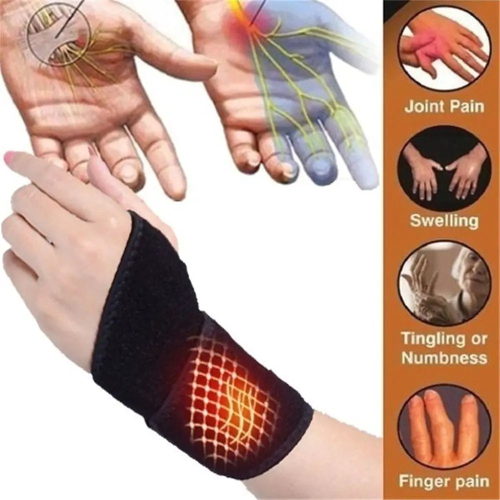 Tourmaline Self Heating Wrist Brace Pair