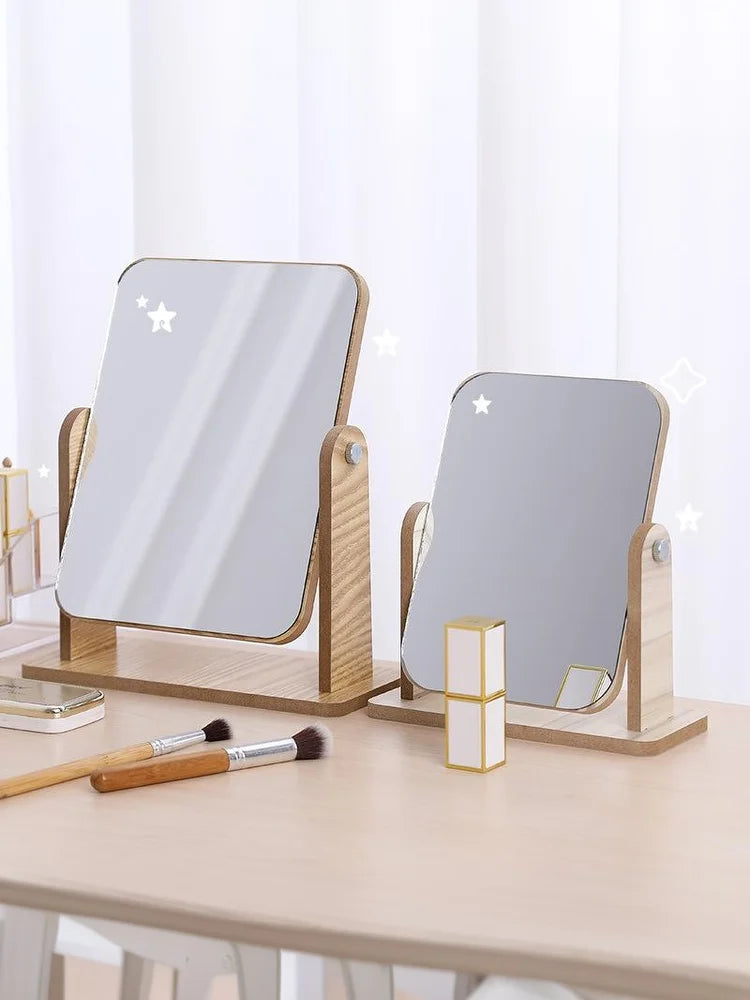 Clear Wooden Vanity Mirror Adjustable HD