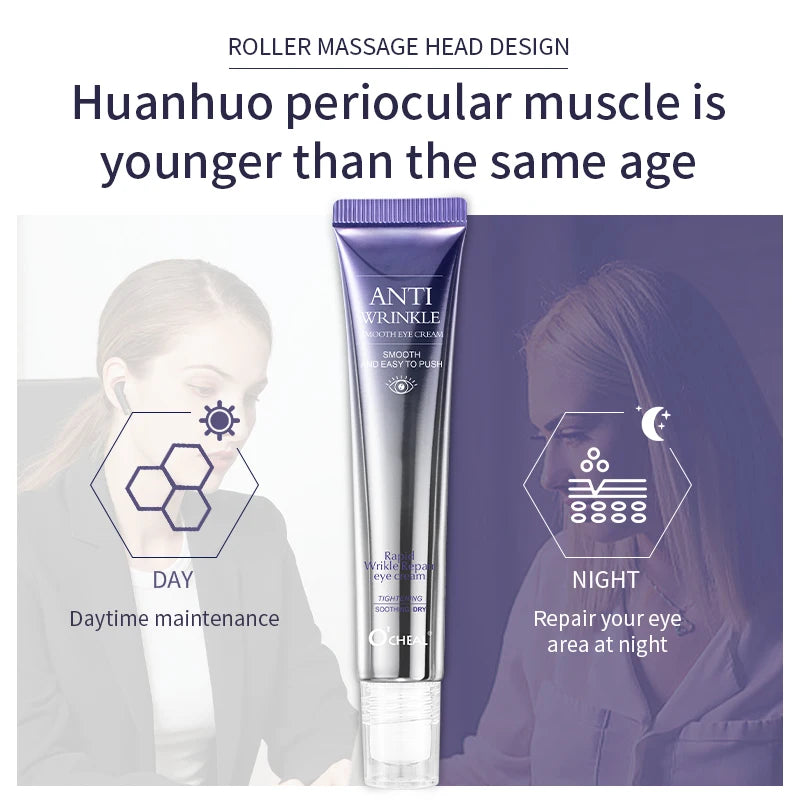 Anti Wrinkle Eye Cream Roller Massager Pro reduces dark circles, hydrates deeply, smooths fine lines, and refreshes tired eyes for a youthful look