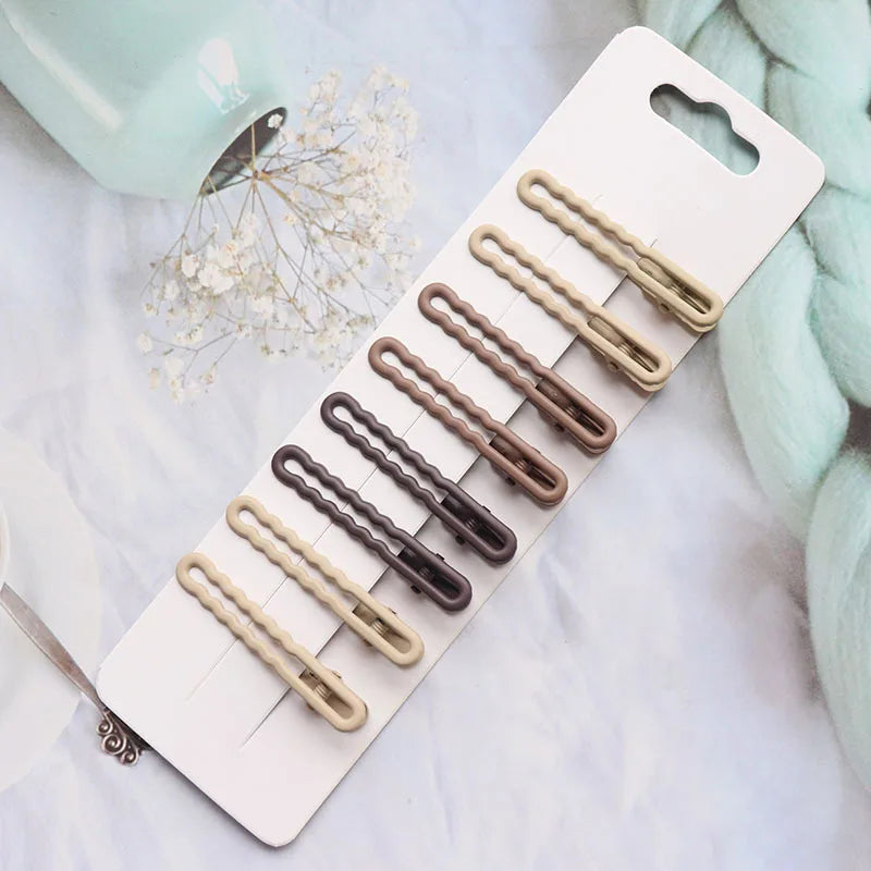 Vintage Frosted Geometry Hairpins Set 8pcs