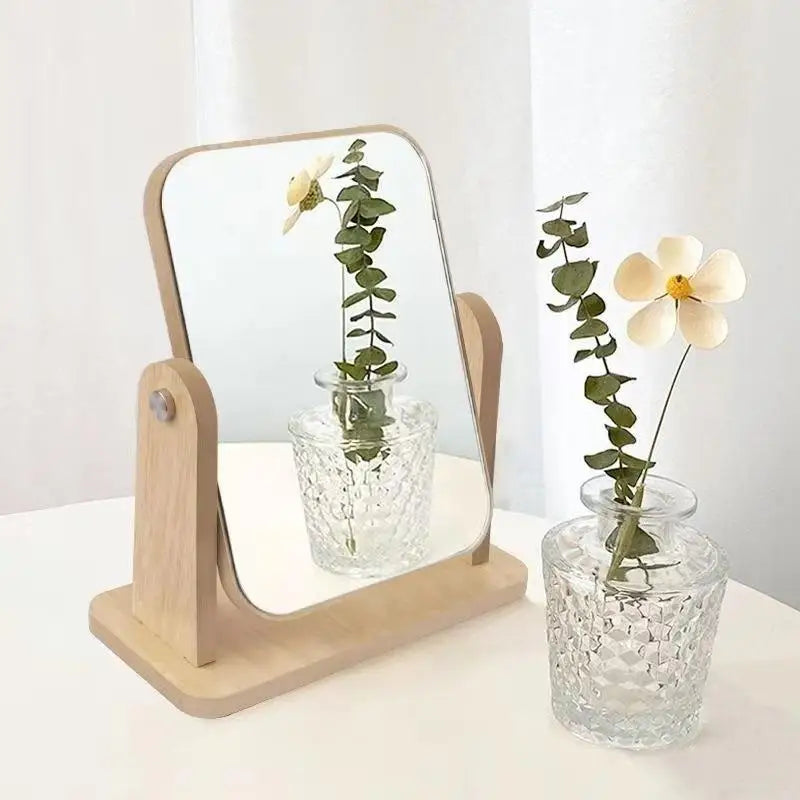 Clear Wooden Vanity Mirror Adjustable HD