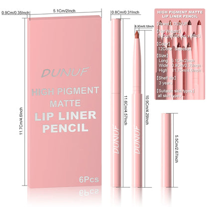 6pcs Waterproof Lip Liner Set Long Lasting