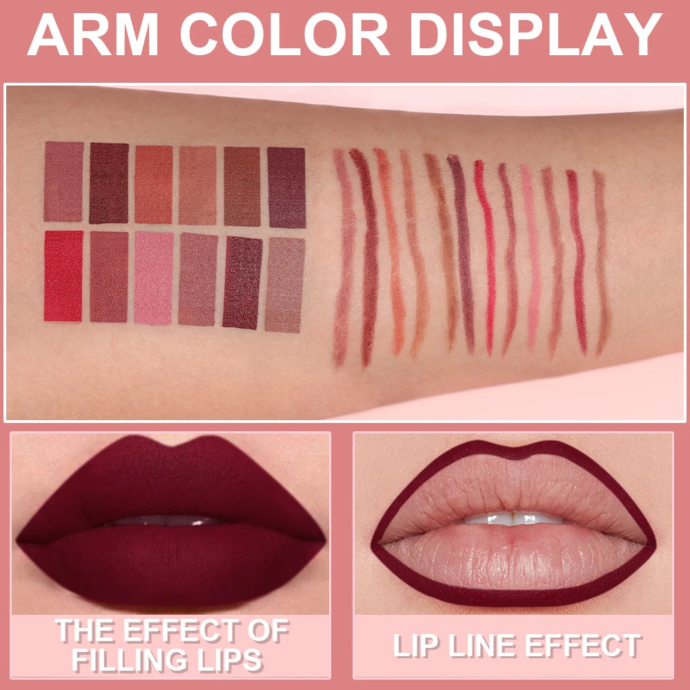 6pcs Waterproof Lip Liner Set Long Lasting