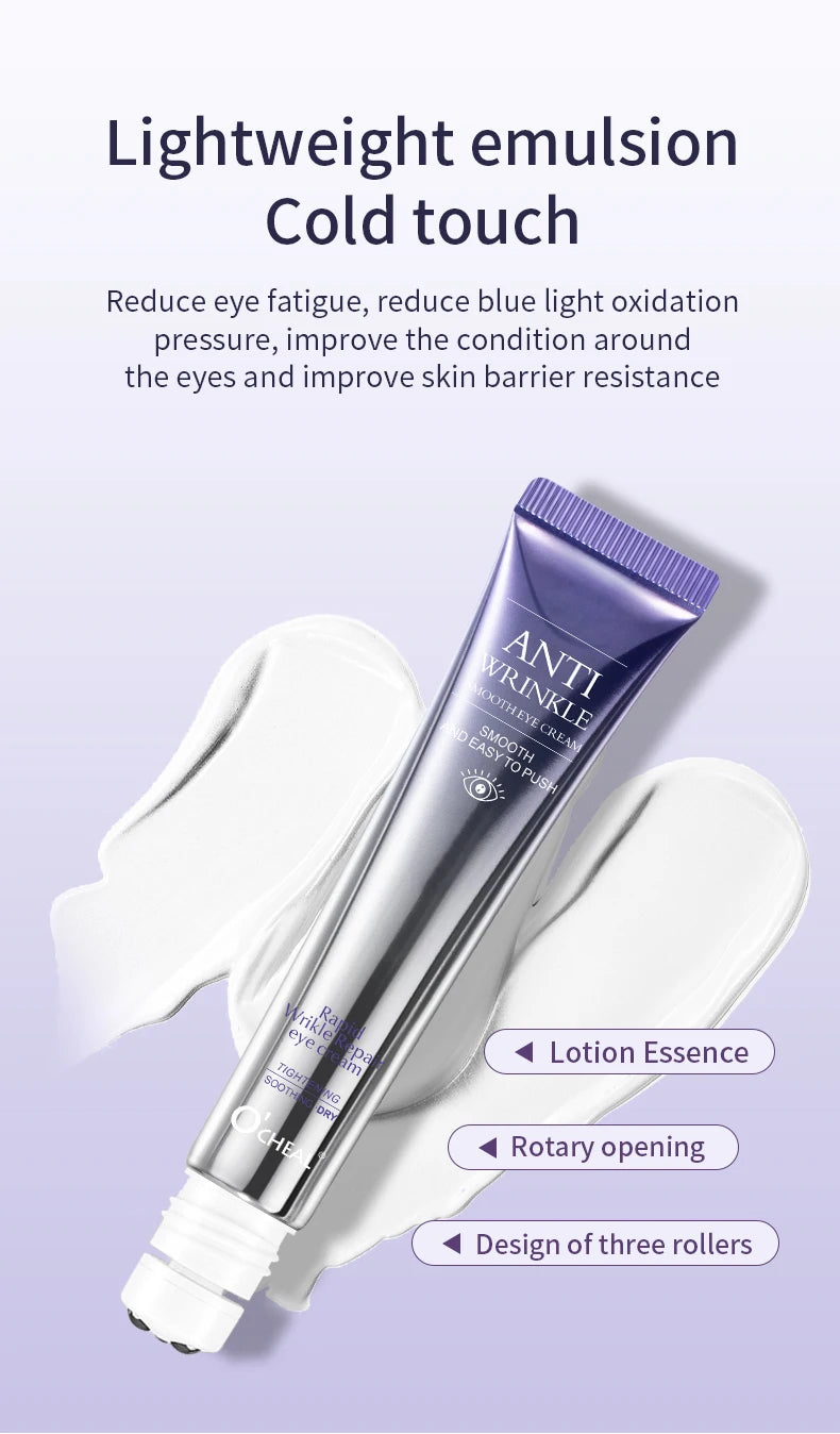 Anti Wrinkle Eye Cream Roller Massager Pro reduces dark circles, hydrates deeply, smooths fine lines, and refreshes tired eyes for a youthful look