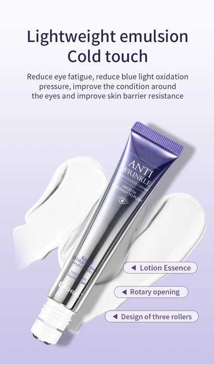 Anti Wrinkle Eye Cream Roller Massager Pro reduces dark circles, hydrates deeply, smooths fine lines, and refreshes tired eyes for a youthful look