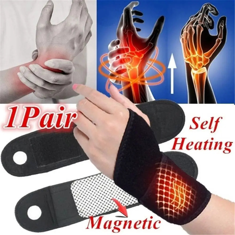 Tourmaline Self Heating Wrist Brace Pair