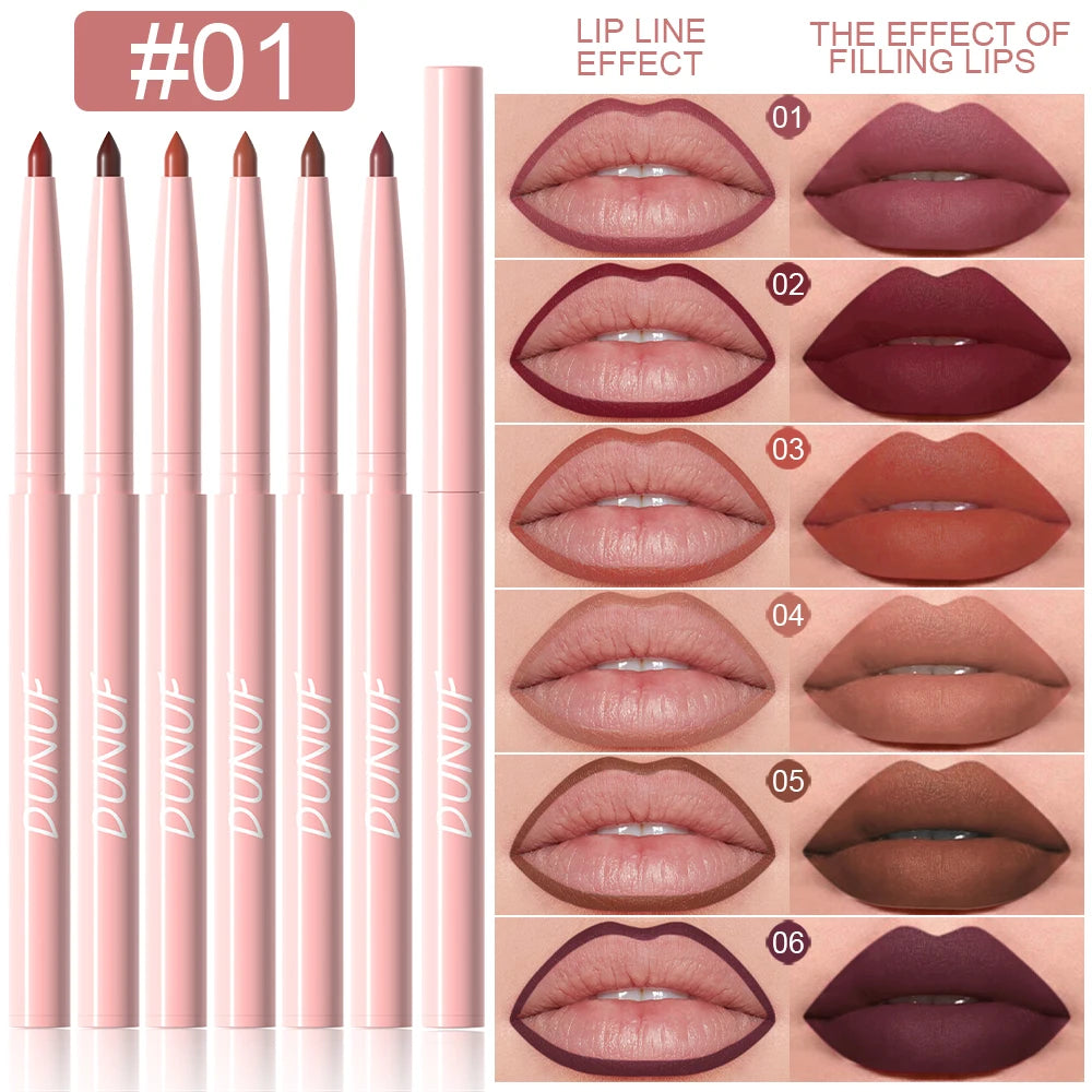 6pcs Waterproof Lip Liner Set Long Lasting