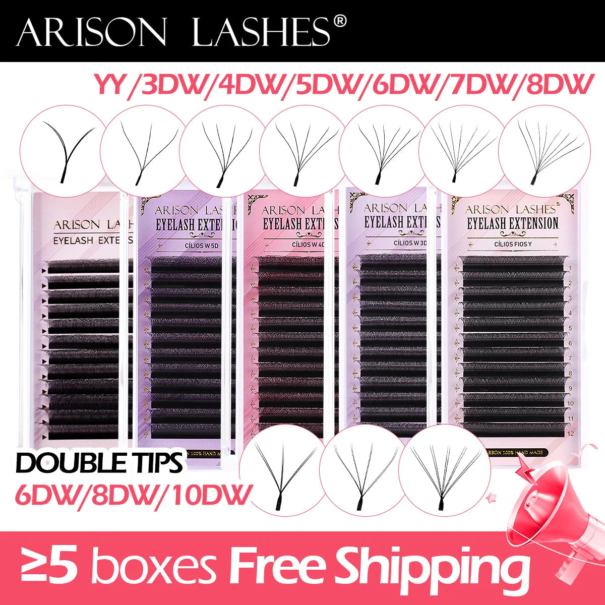 3D 6D W Shape Premade Volume Lash Fans Pro