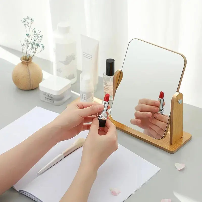 Clear Wooden Vanity Mirror Adjustable HD