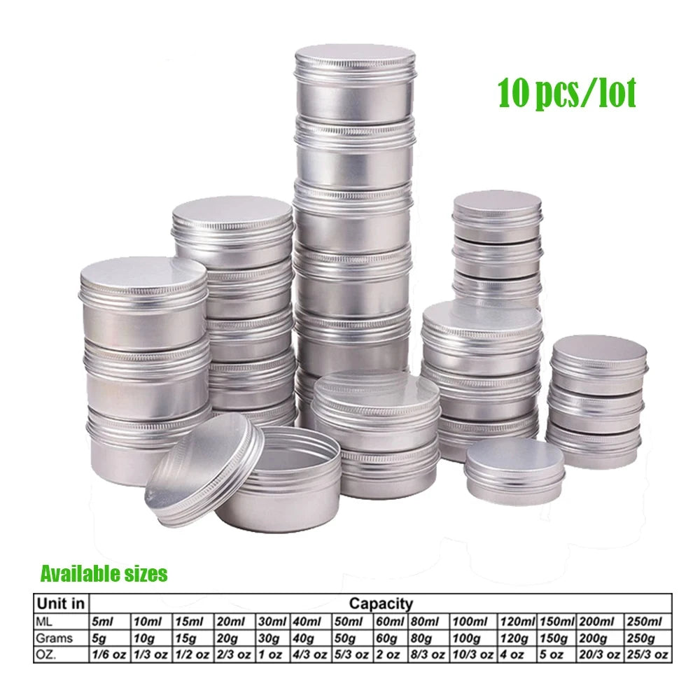 Aluminum Cosmetic Cream Storage Jar Set